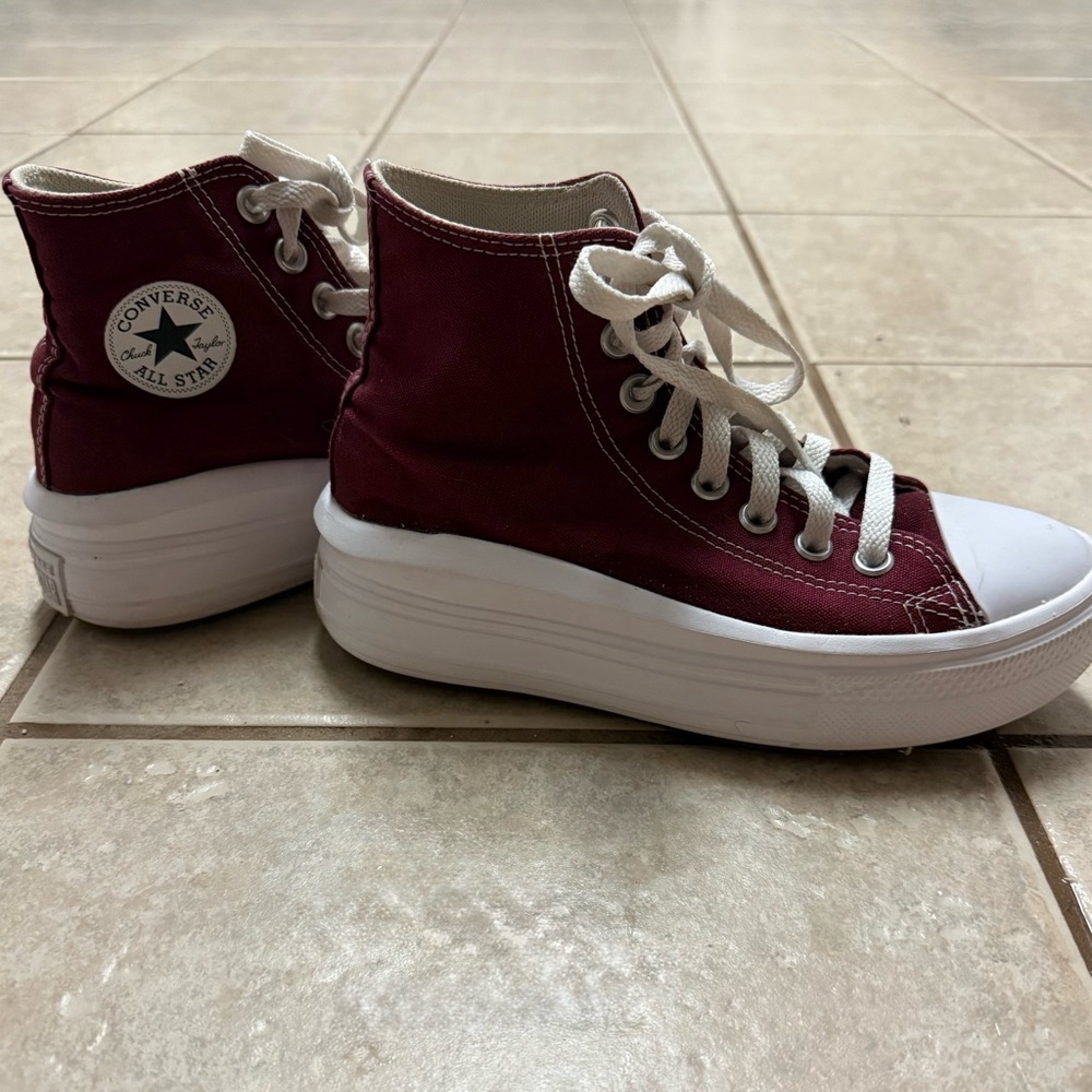 Converse Red and White Platform Sneakers